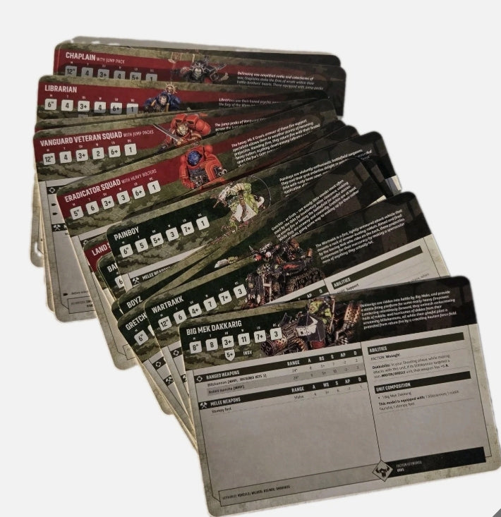 Armageddon Datasheet Cards Orks & Space Marines 11th Edition