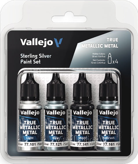 Vallejo True Metallic Metal Sterling Silver Paint Set