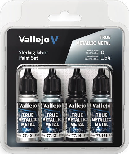 Vallejo True Metallic Metal Sterling Silver Paint Set