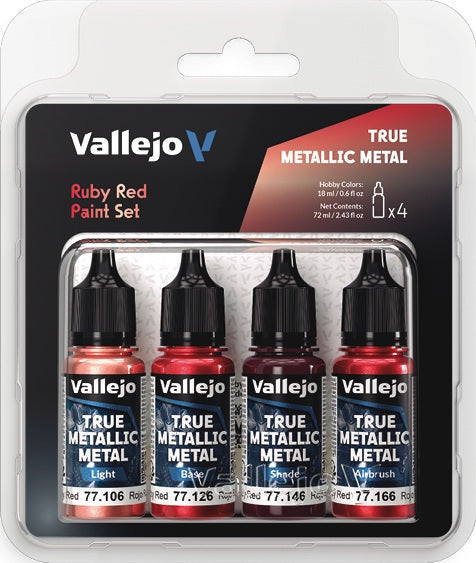 Vallejo True Metallic Metal Ruby Red Paint Set